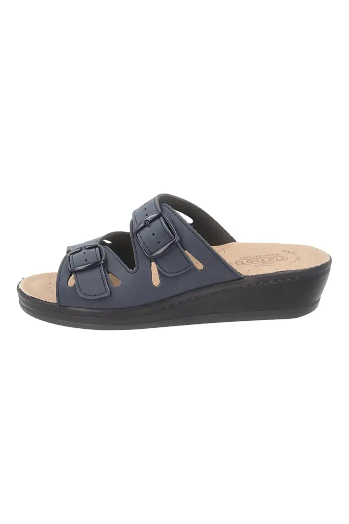 Ciabatte blu con sottopiede in vera pelle antiscivolo Fly Flot 90160008CE [BLUE]