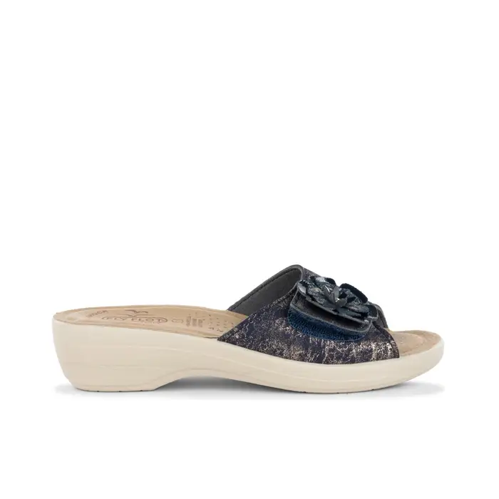 FLY FLOT Ciabatte comfort blu da donna da casa con zeppina