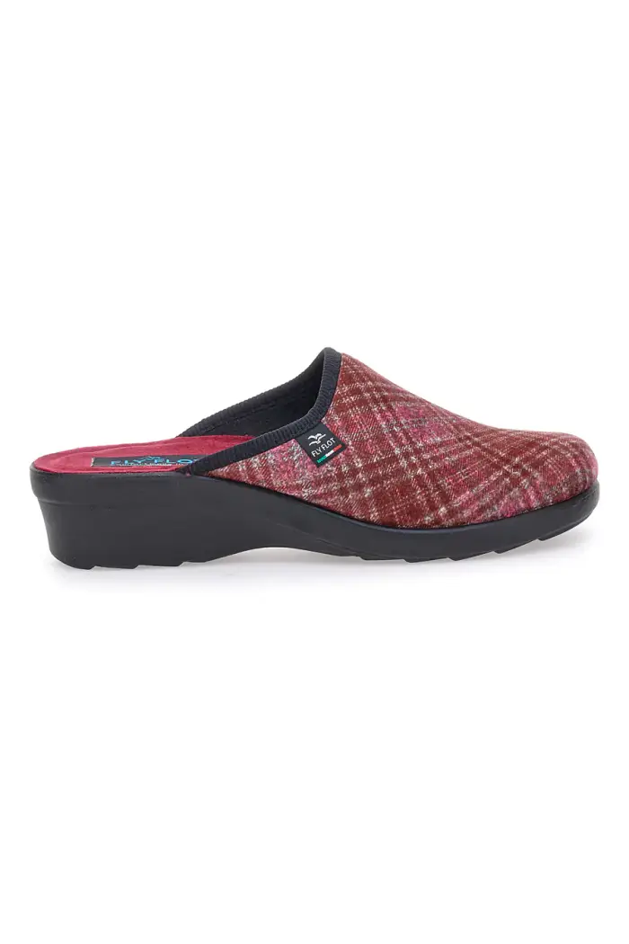 FLY FLOT Pantofole bordò a quadri con zeppa comfort 90L70T37NP [BORDO ]