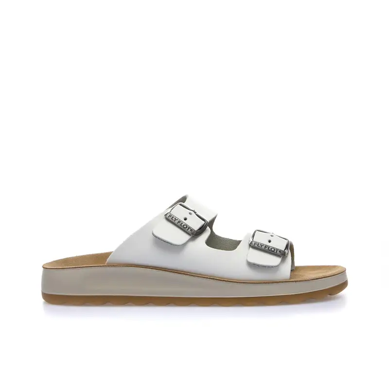 FLY FLOT Sandali bassi bianchi con doppia fibbia