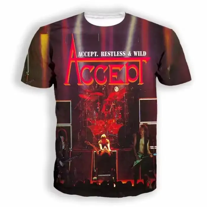 T-shirt Vintage da Uomo Classica Band Accept T-shirt Stampate in 3D Uomo Donna Hip Hop Manica Corta Maglietta Moda Street Uomo Top Abbigliamento 5XL