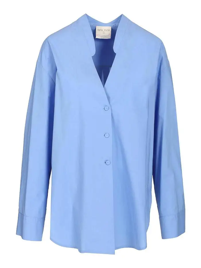 Camicia da uomo con ricamo Azzurro