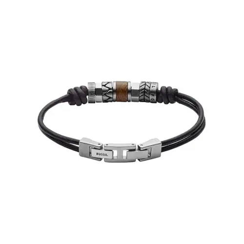 Fossil Bracciale Da Uomo, Lunghezza: 20 + 1, 5 Cm Bracciale In Acciaio Inossidabile Argento, JF84196040, Nero Carbone