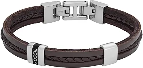 Fossil Bracciale Da Uomo, Lunghezza: 213 mm, Larghezza: 10, 8 mm Bracciale In Pelle Marrone, JF04133040