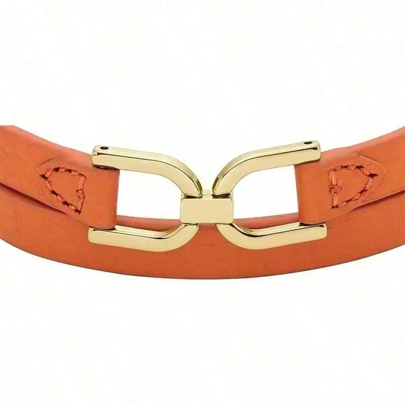 Fossil Bracciale multi-filo da donna, realizzato in materiale di pelle, adatto per lo shopping, i festival e l uso quotidiano arancione