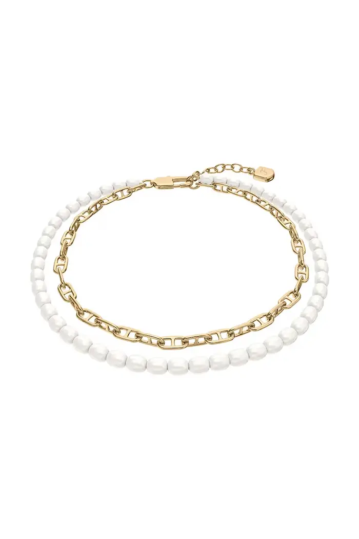 Fossil braccialetto da donna in ottone con perla Heritage Oro
