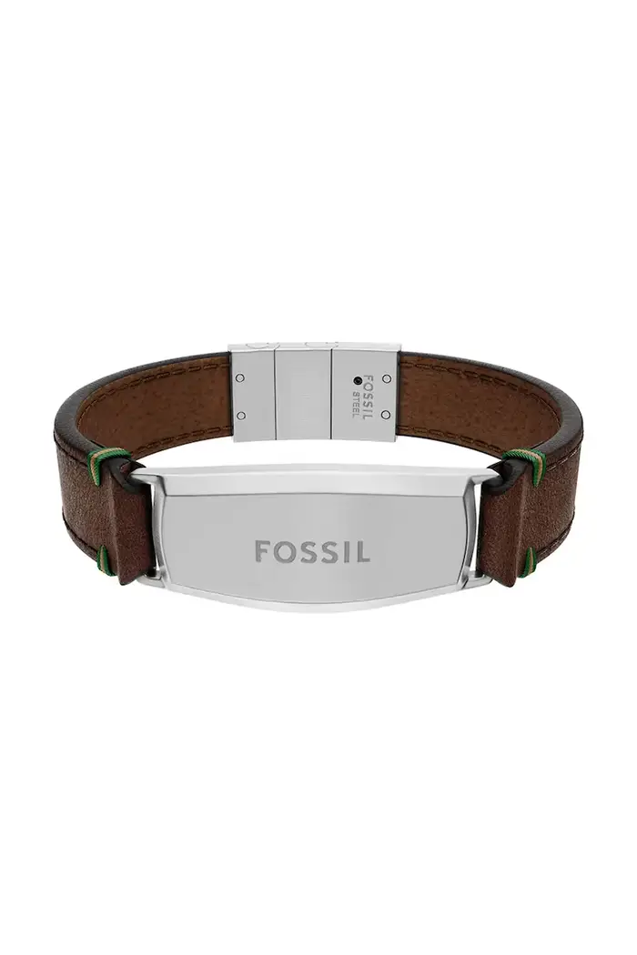 Fossil braccialetto da uomo in pelle senza pietra Everett Marrone