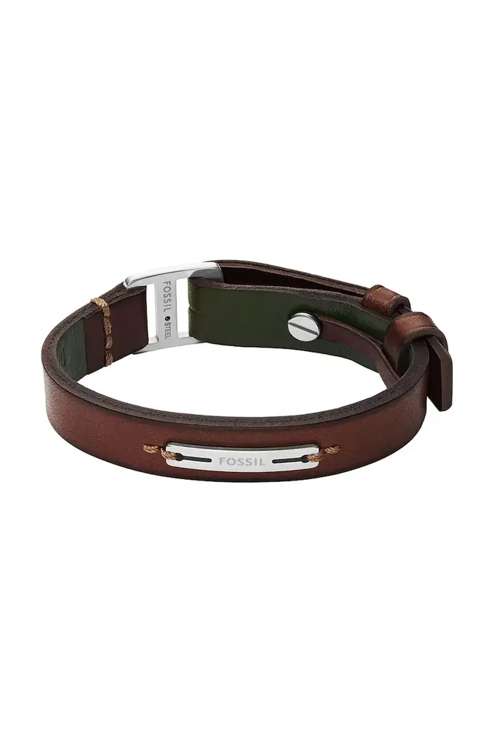 Fossil braccialetto da uomo in pelle senza pietra Machine Marrone