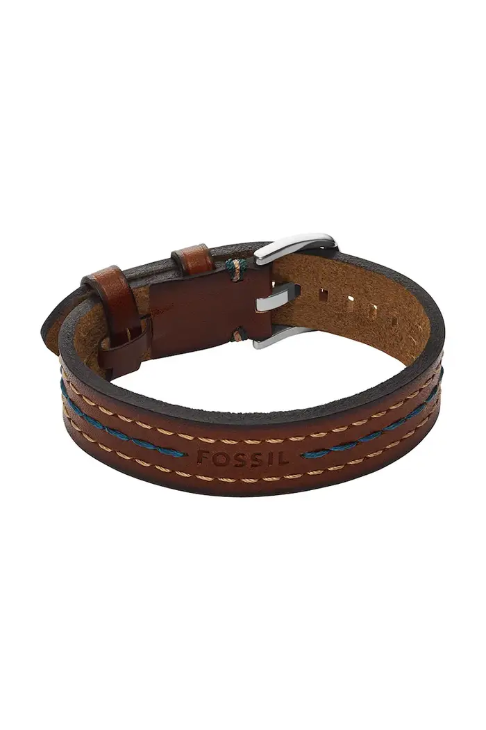 Fossil braccialetto da uomo in pelle senza pietra Machine Marrone