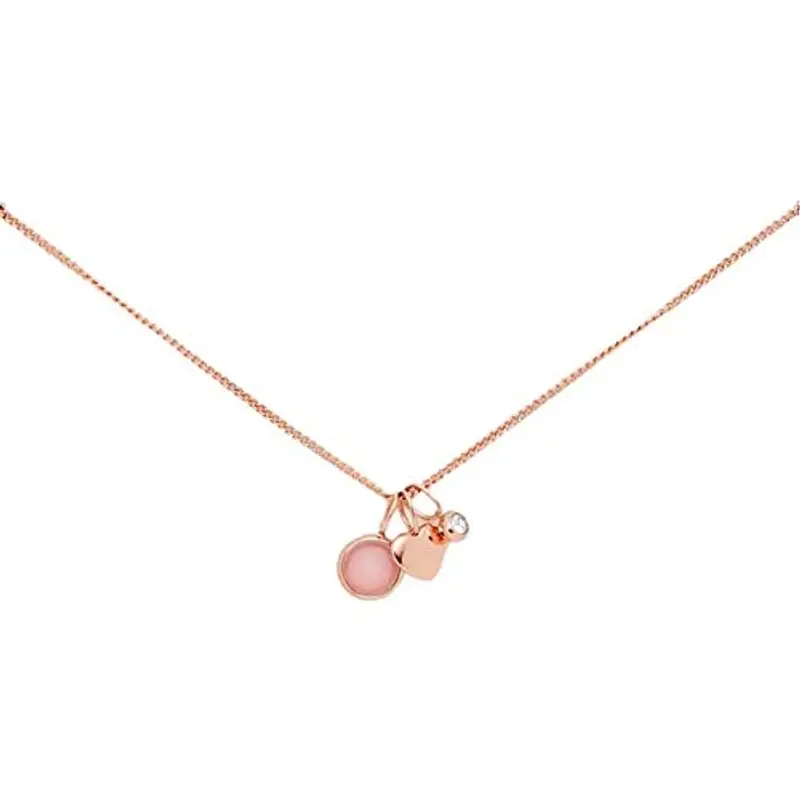 Fossil Collana Da Donna Personalizzata, Lunghezza Totale: 40 Cm + 5 Cm Di Estensione Della Catena In Acciaio Inossidabile Oro Rosa