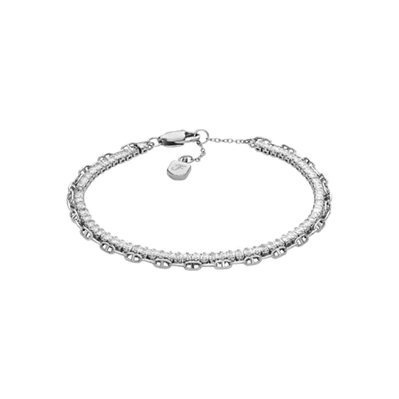 Fossil Heritage D-Link Glitz JA7273040 - Bracciale da donna in metallo argentato, Eine Grösse, Ottone, Nessuna pietra preziosa, Grigio