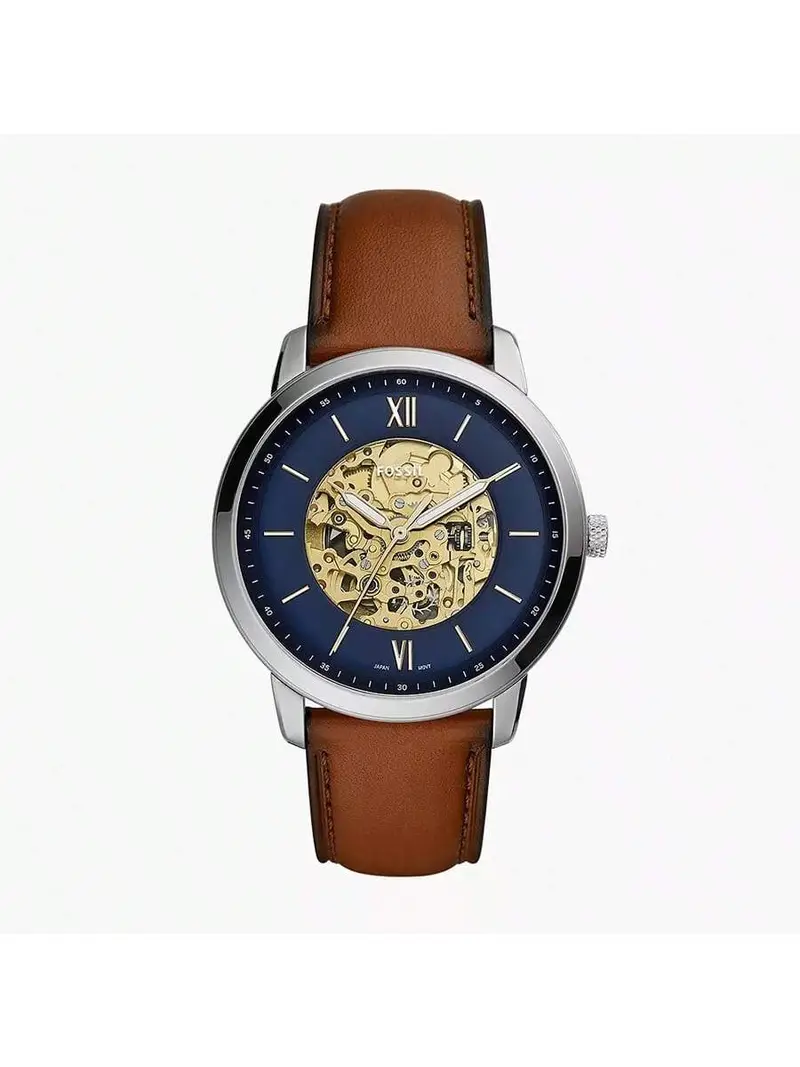 Fossil Orologio Automatico Neutra Fashion da Uomo Quadrante Rotondo e Cinturino in Pelle Orologio Casual Adatto per l Uso Quotidiano e