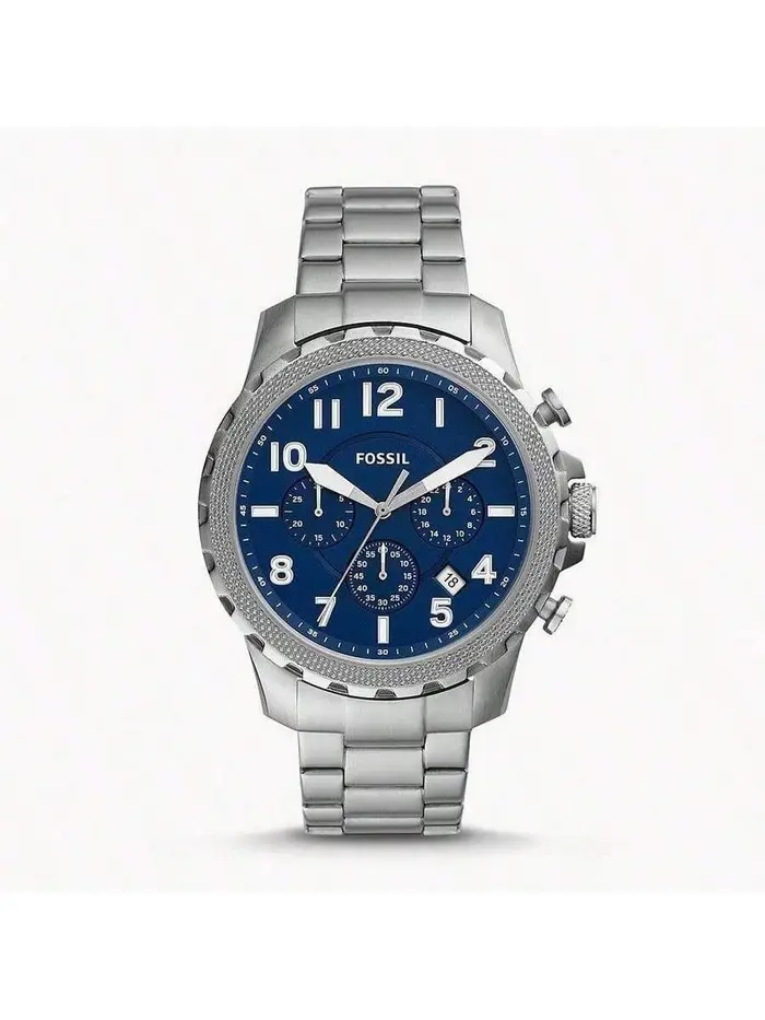 Fossil Orologio da polso da uomo al quarzo in acciaio inossidabile a tre lancette con cassa e vetro in acciaio inossidabile, modello FS5604