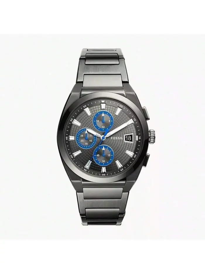 Fossil Orologio da polso da uomo al quarzo in acciaio inossidabile a tre lancette con cassa in acciaio inossidabile e lente in cristallo