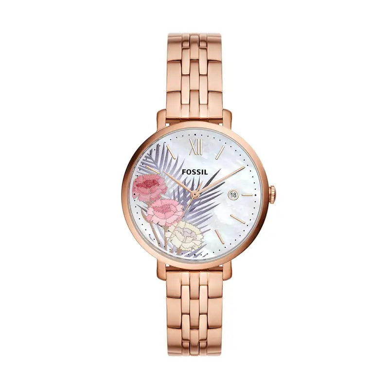Fossil Orologio da polso da donna in acciaio inossidabile con quadrante a petali ES5275 colore oro rosa