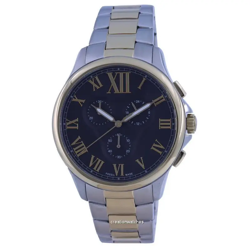 Fossil Orologio da uomo Monty Chronograph bicolore in acciaio inossidabile al quarzo FS5636 nero