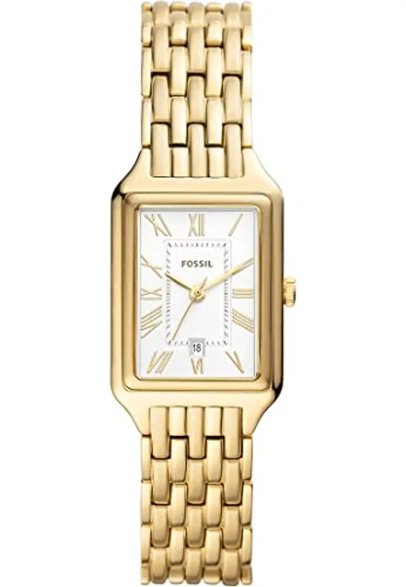 Fossil Orologio Raquel per donna, Movimento al quarzo a tre lancette con cinturino in acciaio inossidabile, Tono Oro E Bianco, 23 mm