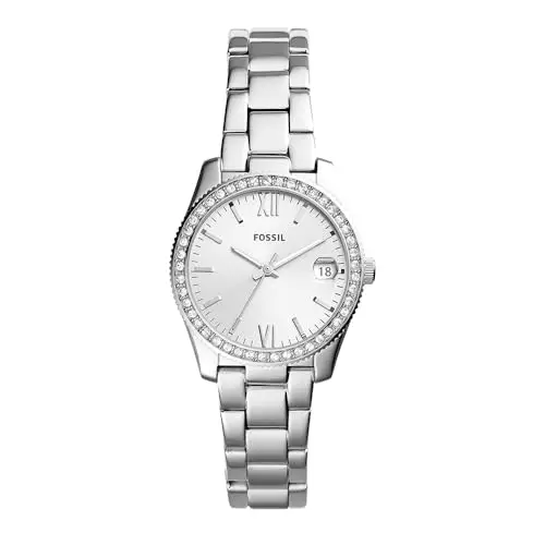 Fossil Orologio Scarlette da donna, 32 mm, movimento al quarzo con data a tre lancette e cinturino in acciaio