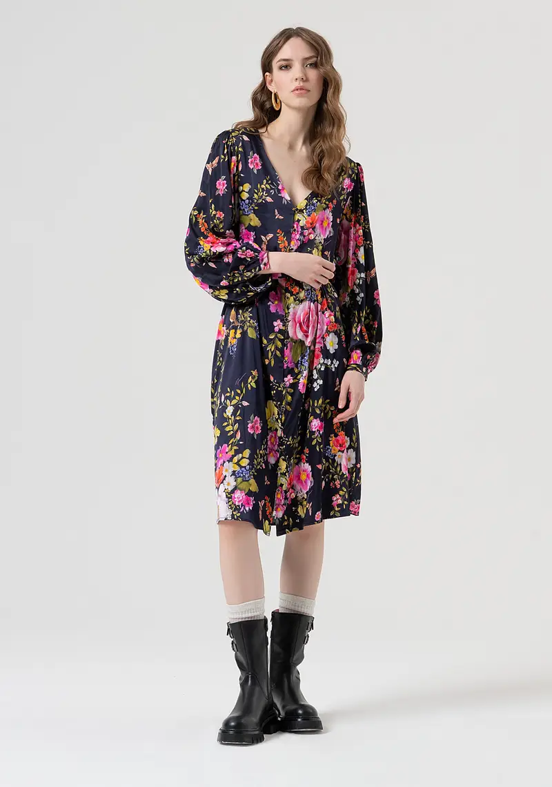 Fracomina Abito flare midi in fantasia floreale