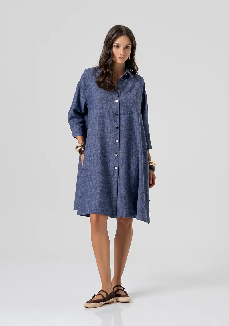 Fracomina Abito linea ad A mini con lino