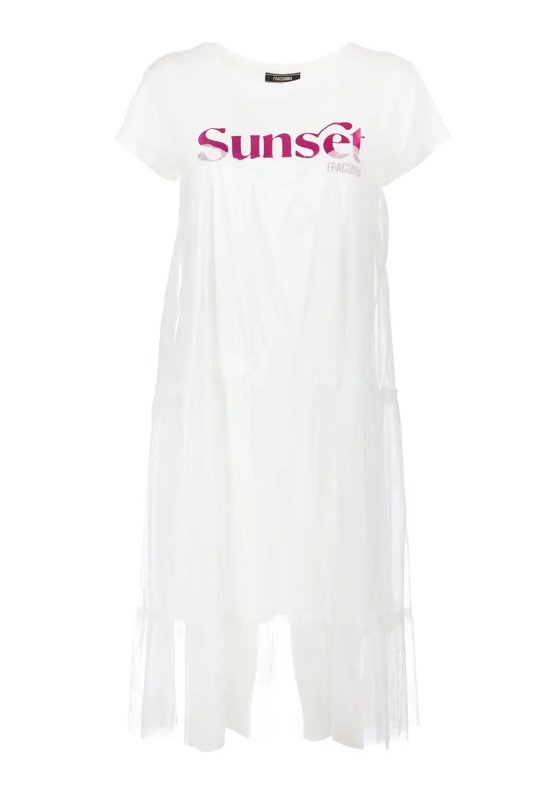 Fracomina Abito regular in jersey con pannello in tulle