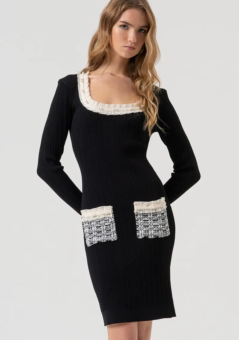 Fracomina Abito slim mini in maglia a coste
