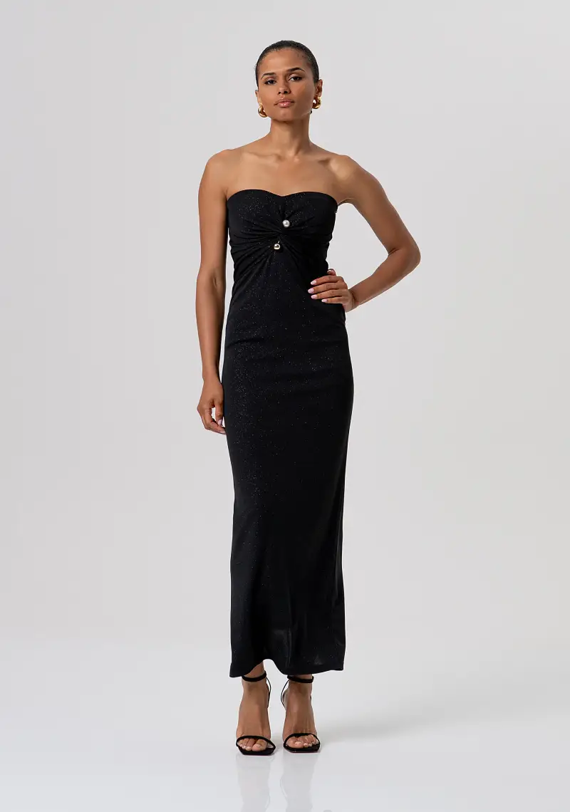 Fracomina Abito slim senza maniche lungo in tessuto con glitter