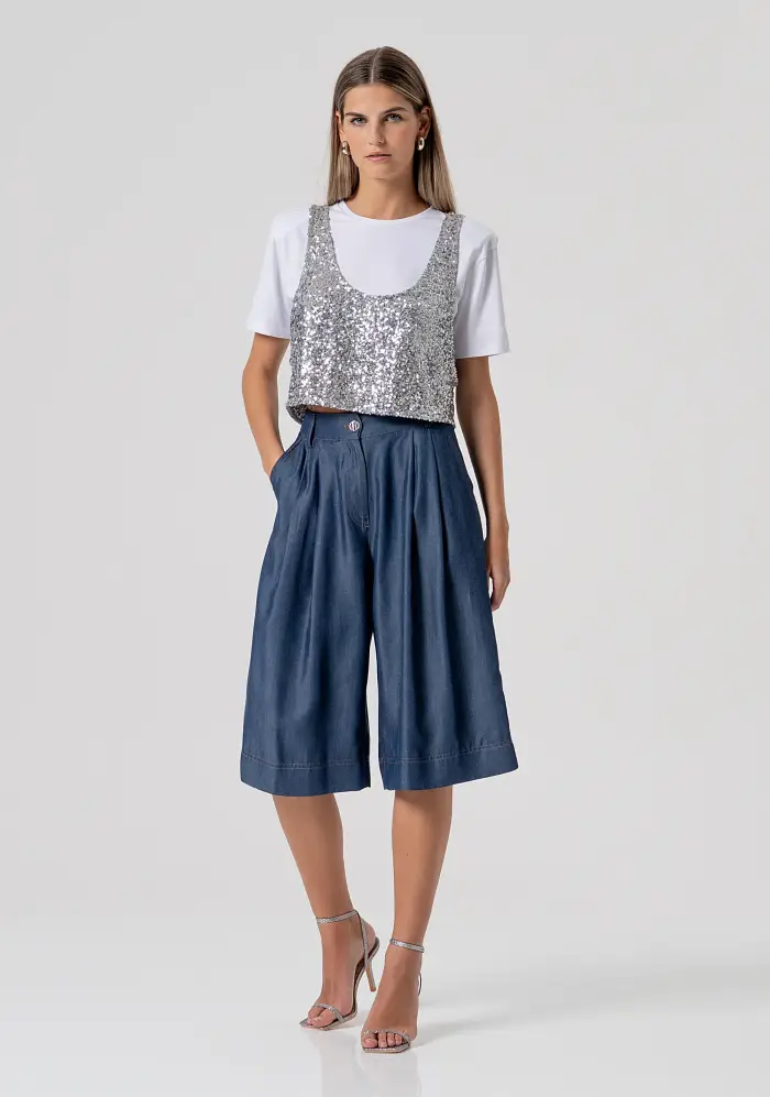 Fracomina Bermuda flare in chambray