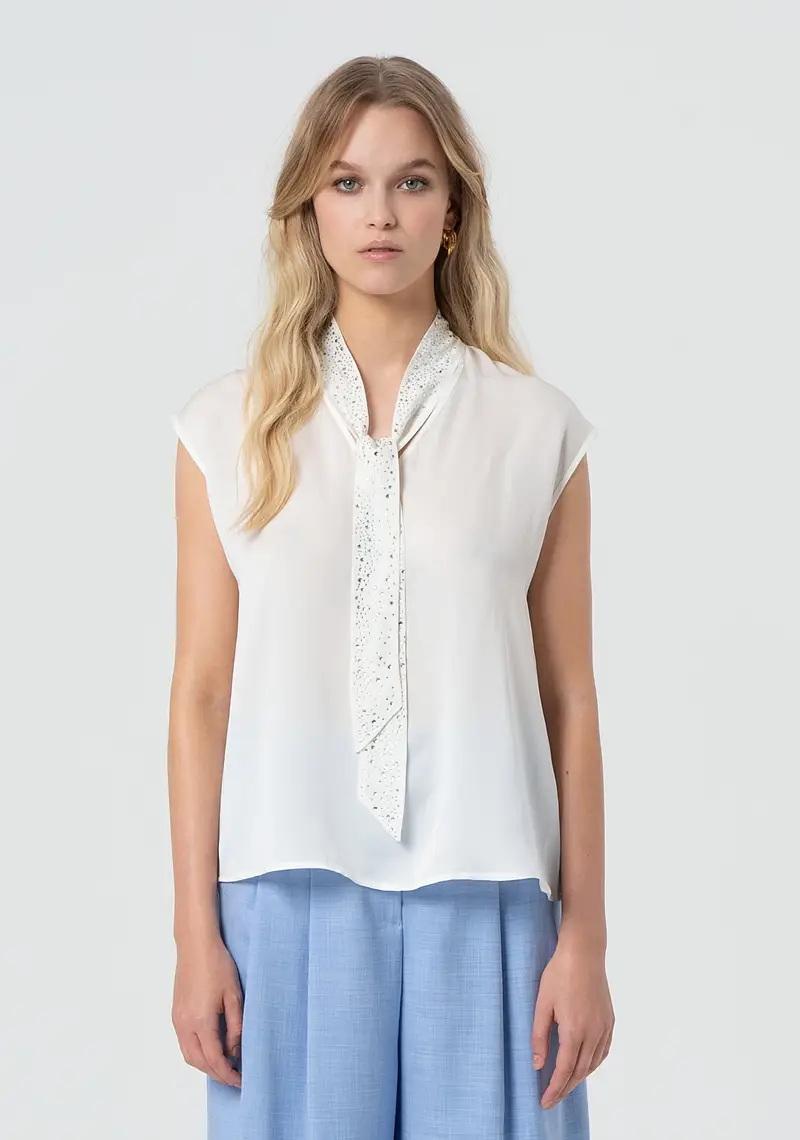 Fracomina Blusa senza maniche con seta