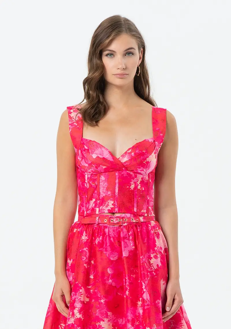 Fracomina Bustier aderente in fantasia multicolor