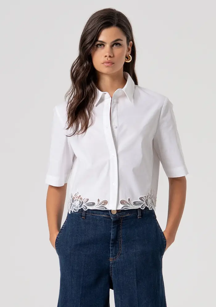 Fracomina Camicia cropped in popeline