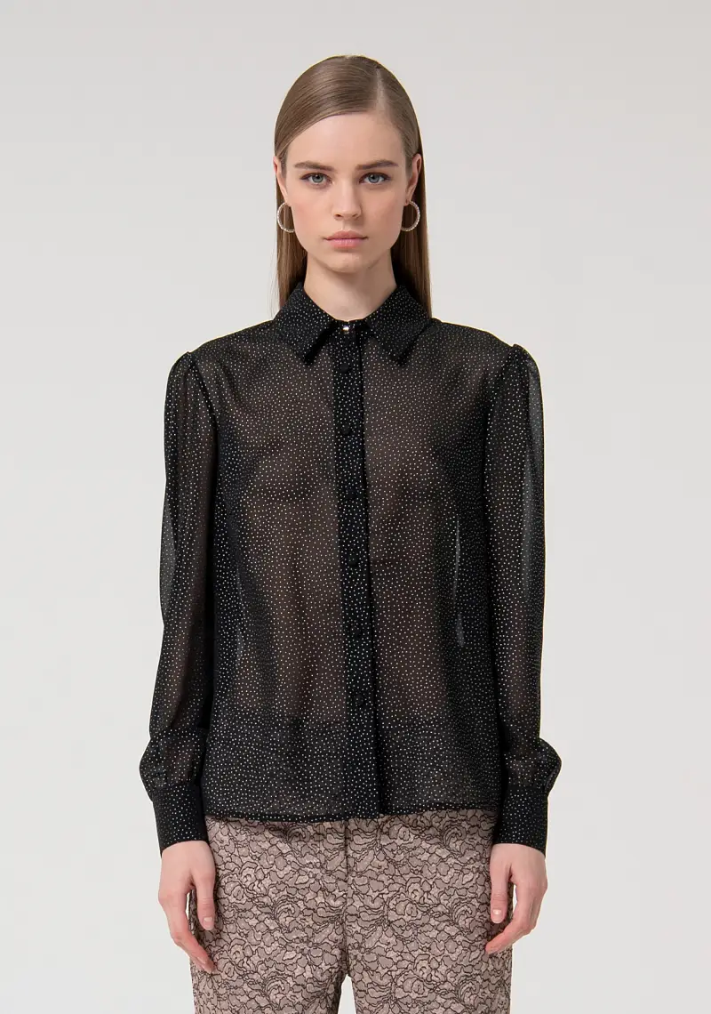 Fracomina Camicia regular in tessuto con glitter