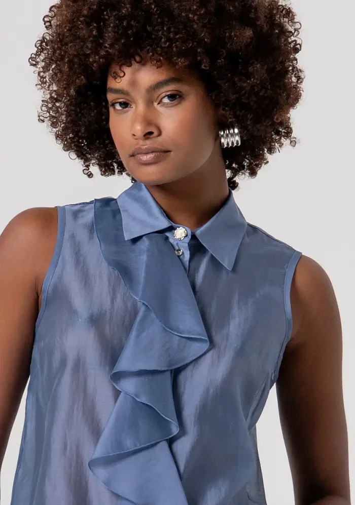 Fracomina Camicia senza maniche in tencel con gala