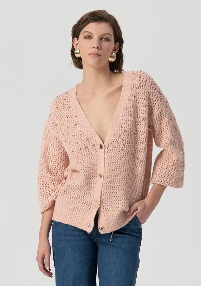 Fracomina Cardigan over con punto rete