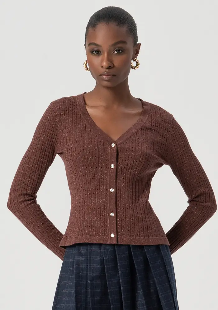 Fracomina Cardigan slim con lurex