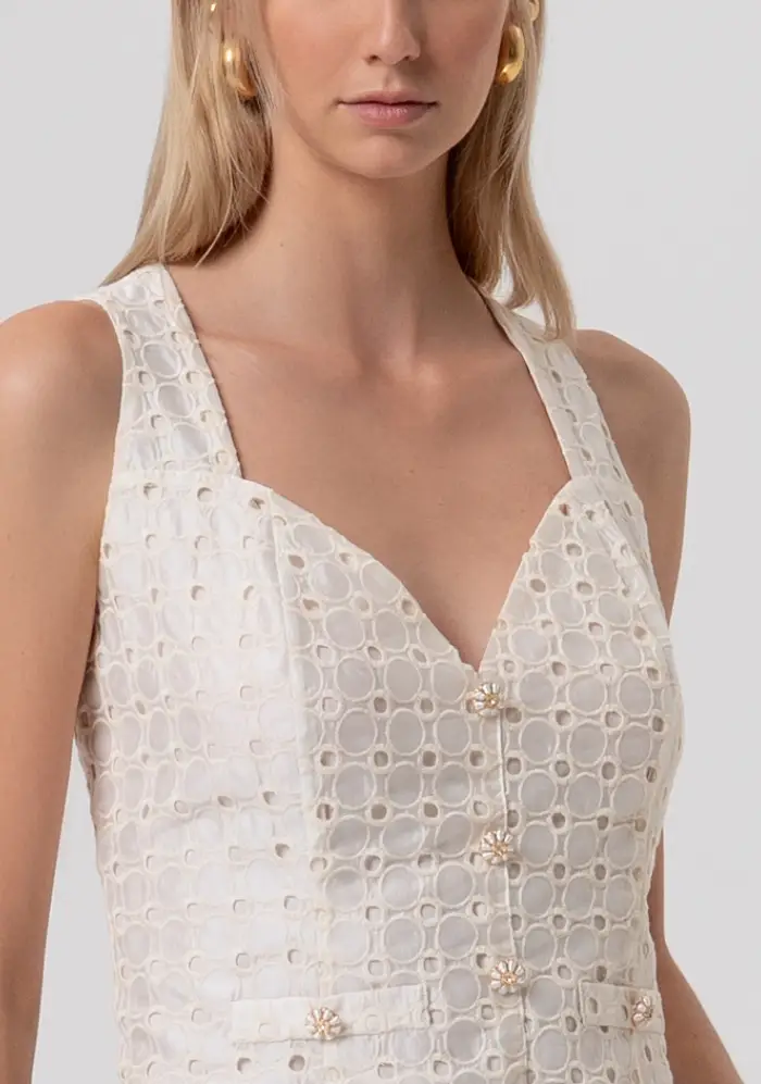 Gilet slim in pizzo San Gallo