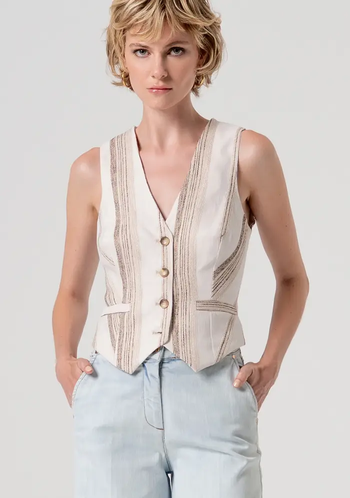 Fracomina Gilet slim in tessuto a righe