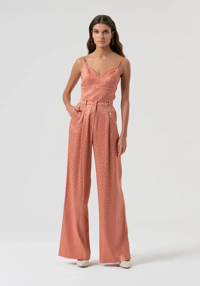 Fracomina Pantalone a palazzo in jacquard animalier