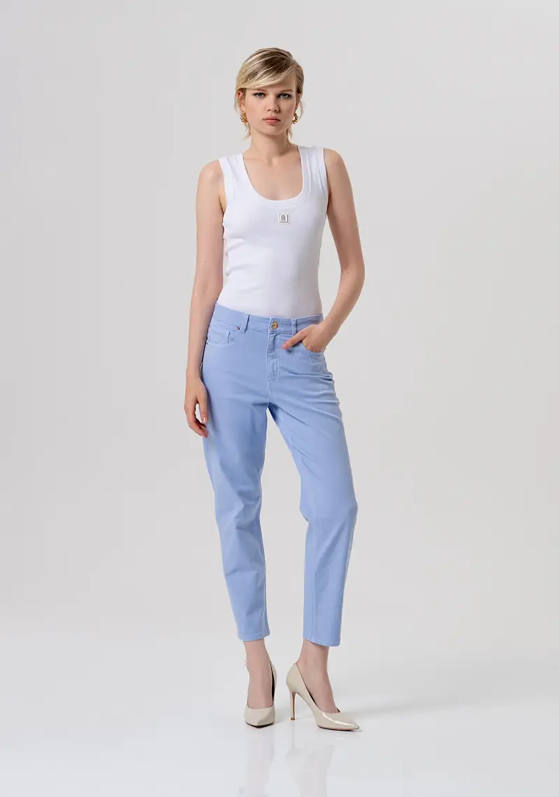 Fracomina Pantalone carrot mom fit in tessuto bull