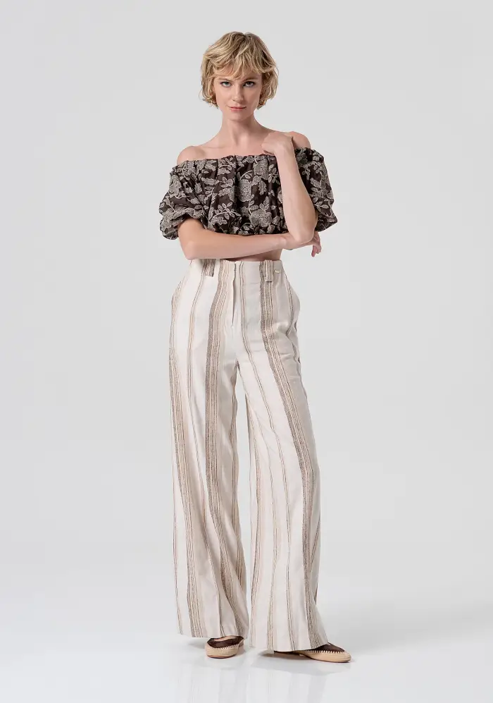 Fracomina Pantalone flare a palazzo a righe