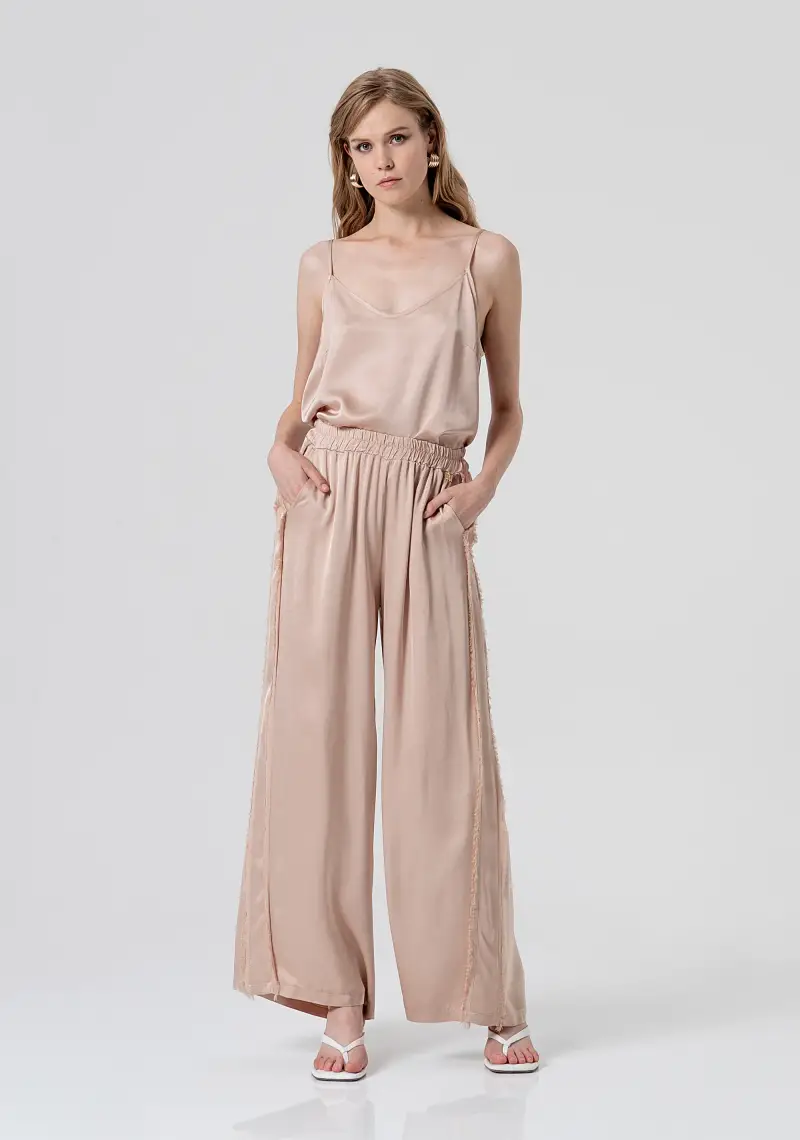 Fracomina Pantalone flare a palazzo in raso di viscosa