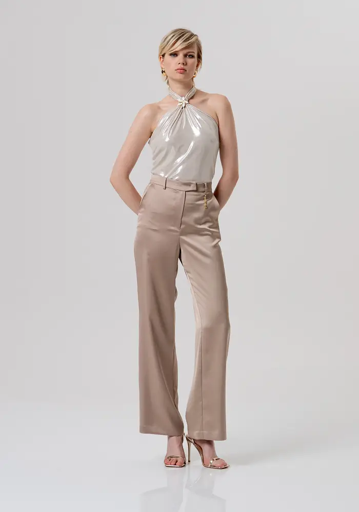 Fracomina Pantalone flare a palazzo in raso