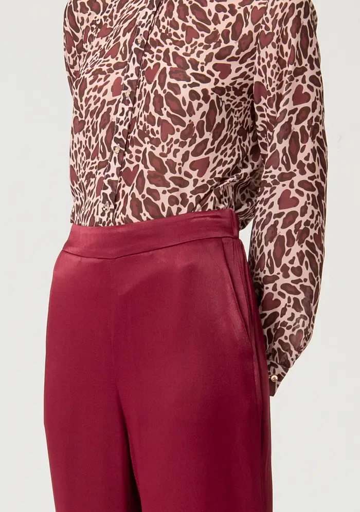 Pantalone regular a palazzo in raso