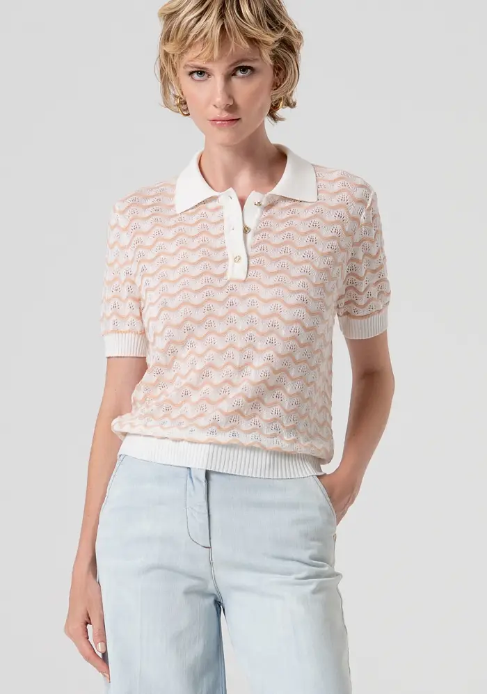 Fracomina Polo regular in maglia con punto traforato