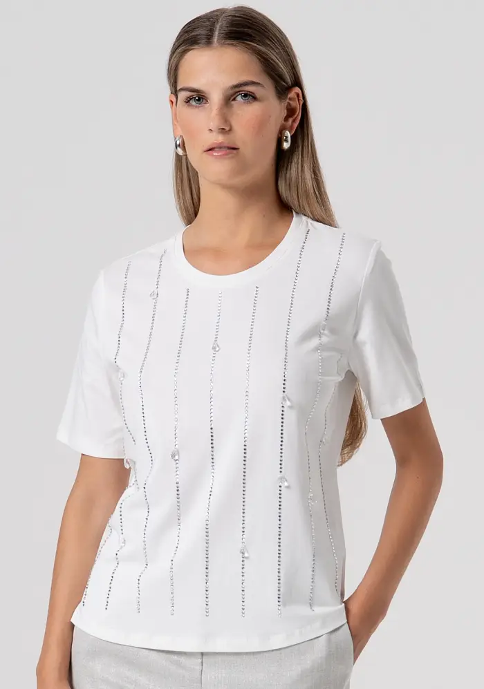 Fracomina T-shirt regular in jersey con strass