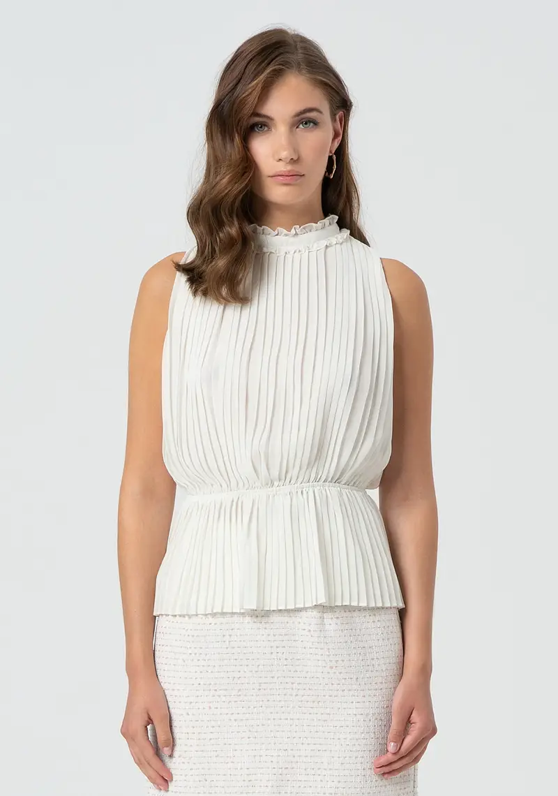 Fracomina Top senza maniche plissettato