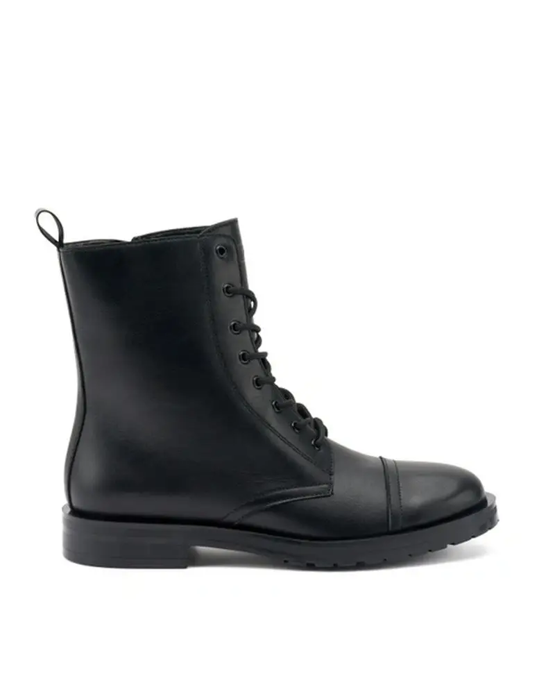 FRAU anfibi donna in pelle nero con zip 87n8