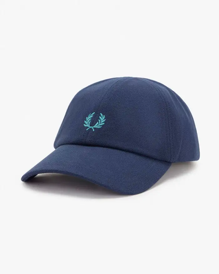 Berretto baseball Fred Perry blu in piquè di puro cotone con corona d alloro azzurra