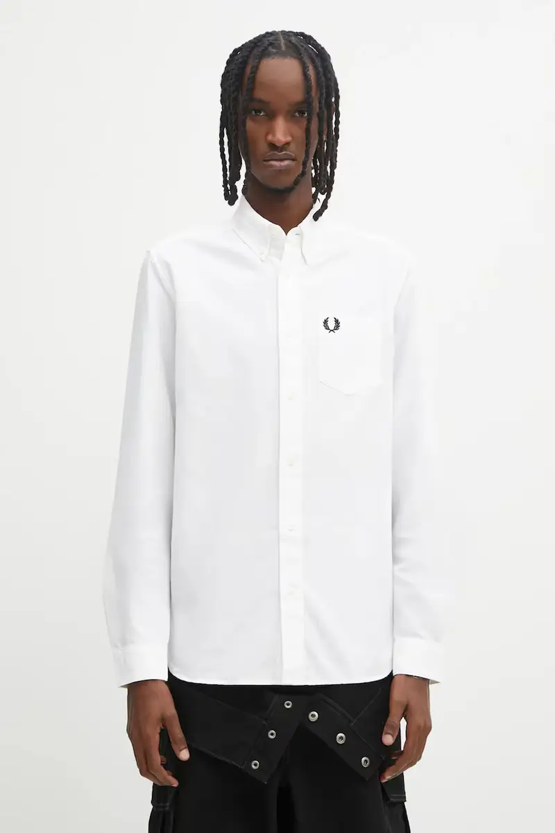 Fred Perry camicia in cotone uomo colore bianco M5516