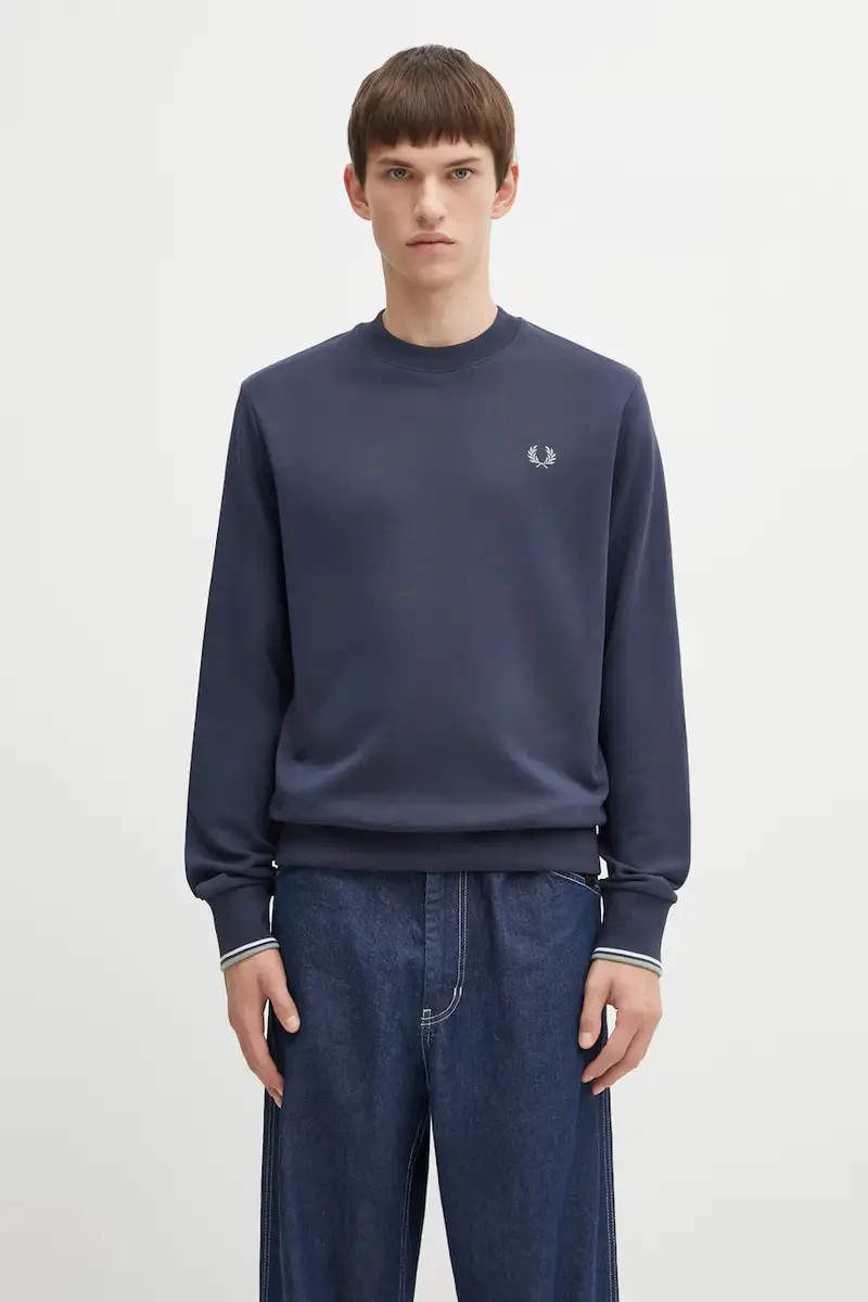 Fred Perry felpa in cotone uomo colore blu navy M7535